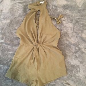 Honey Belle Lined Army Green Romper